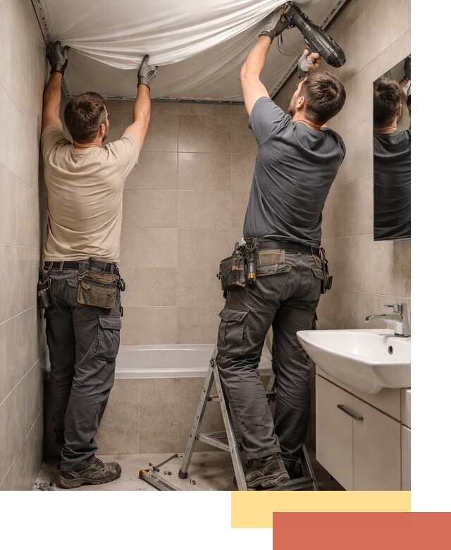 Монтаж натяжного потолка в ванной в Кинели быстро и качественно