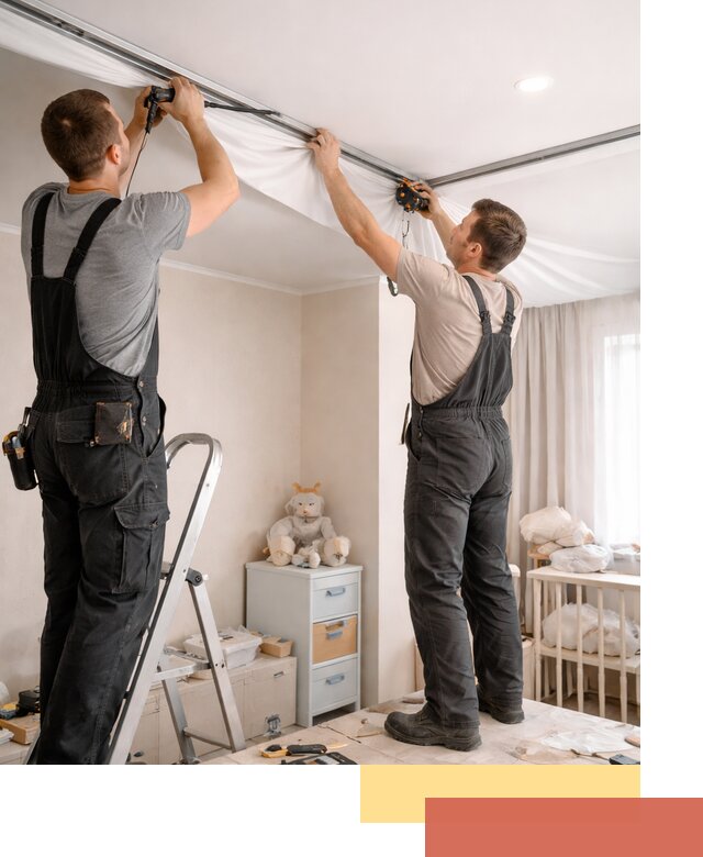 Монтаж натяжного потолка в детской комнате в Кинели