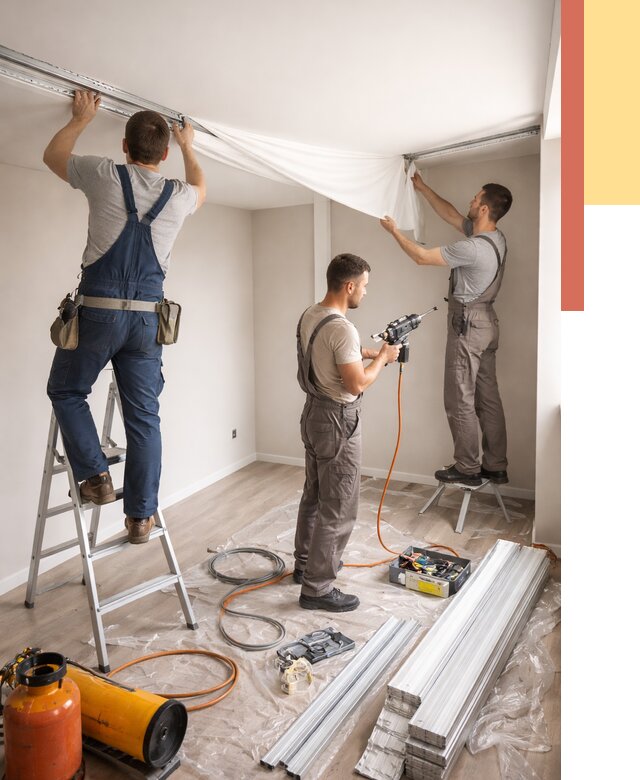 Монтаж натяжного потолка в студии в Кинели от 5603 руб. — быстро и недорого | ОТДЕЛОЧНИК-Кнл