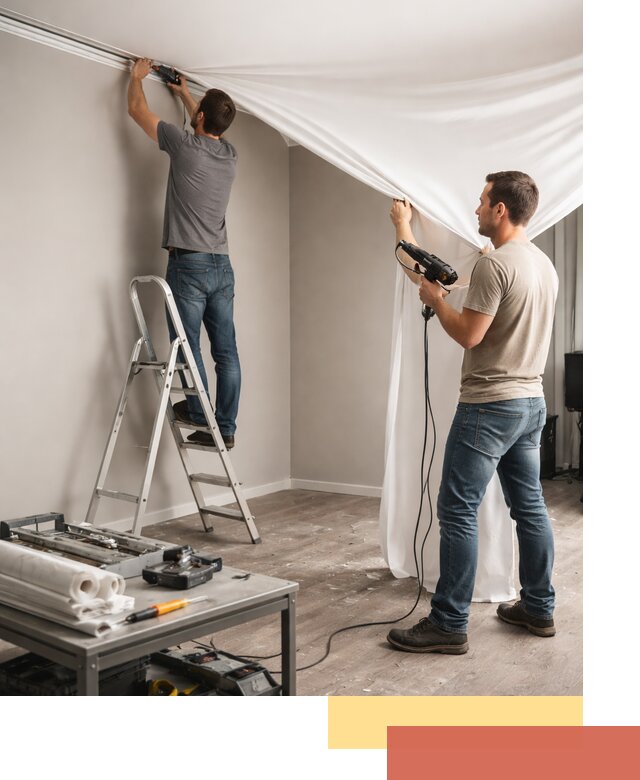 Монтаж натяжного потолка в студии в Кинели