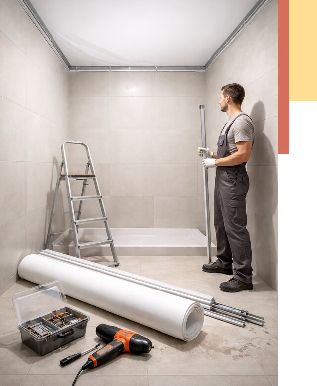 Монтаж натяжного потолка в санузле в Кинели от 1885 руб. — ОТДЕЛОЧНИК-Кнл