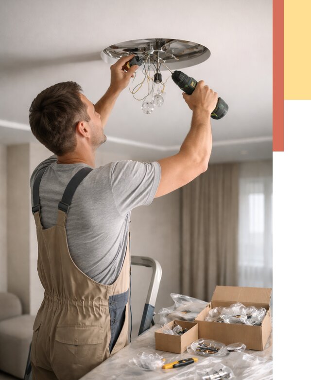 Установка люстры в натяжной потолок в Кинели от 1223 руб. | Быстро и недорого — ОТДЕЛОЧНИК-Кнл