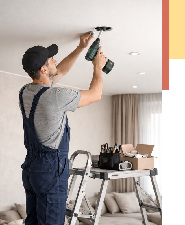 Установка и монтаж точечных светильников в натяжной потолок в Кинели от 1834 руб. | ОТДЕЛОЧНИК-Кнл