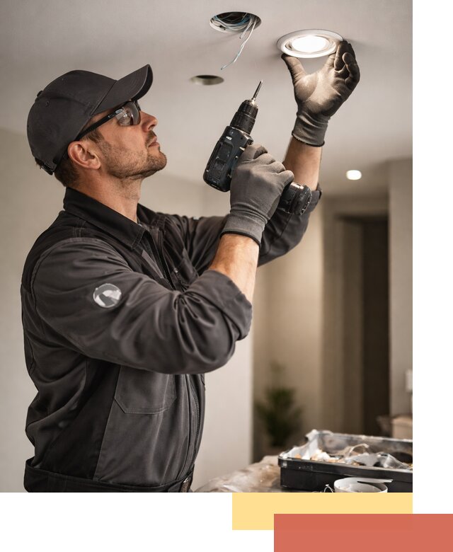 Установка точечных светильников в натяжной потолок в Кинели