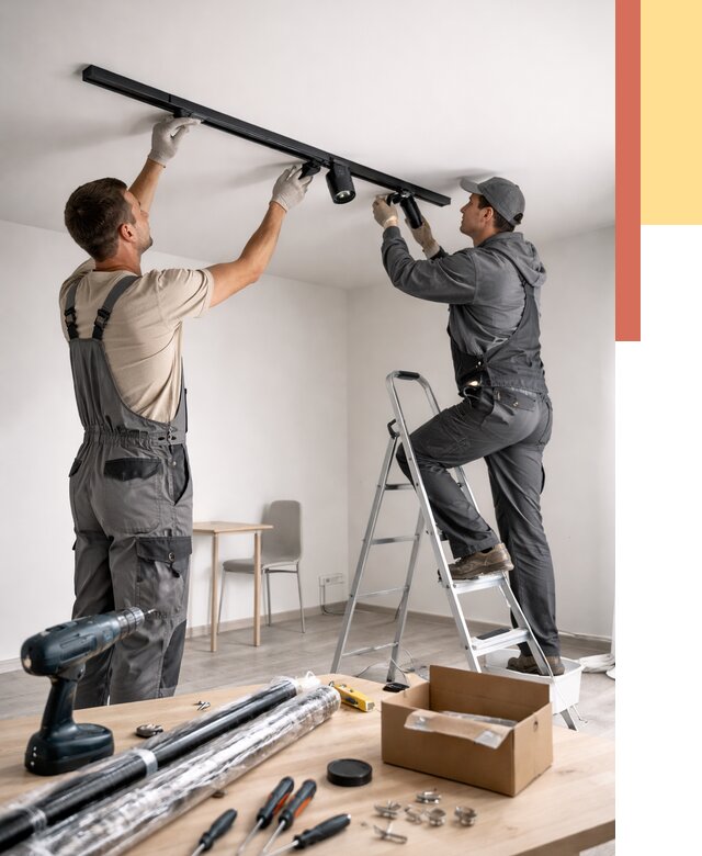 Установка трековых светильников в натяжной потолок в Кинели от 4279 руб. | ОТДЕЛОЧНИК-Кнл