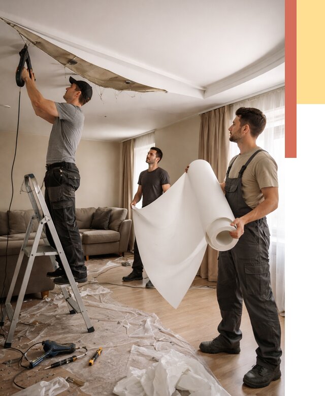 Замена полотна натяжного потолка в Кинели от 9679 руб. быстро и недорого | ОТДЕЛОЧНИК-Кнл