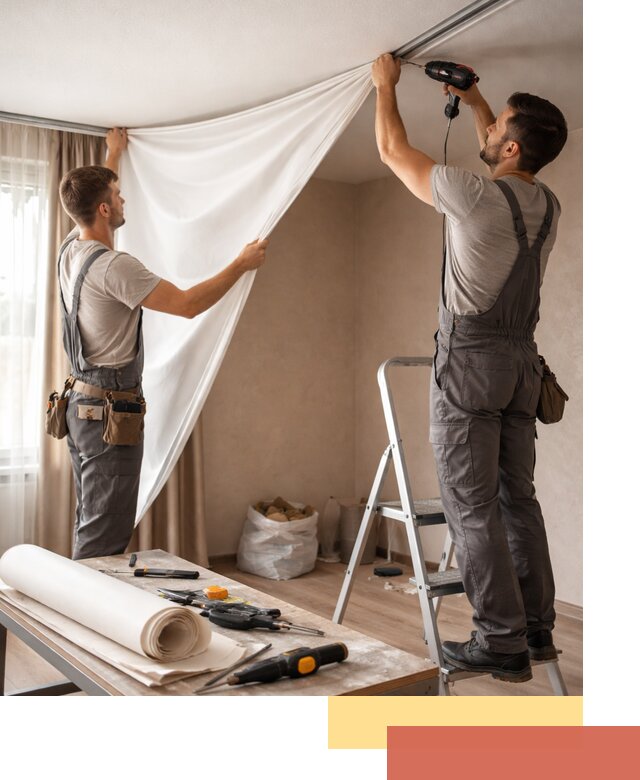 Замена полотна натяжного потолка в Кинели быстро и качественно