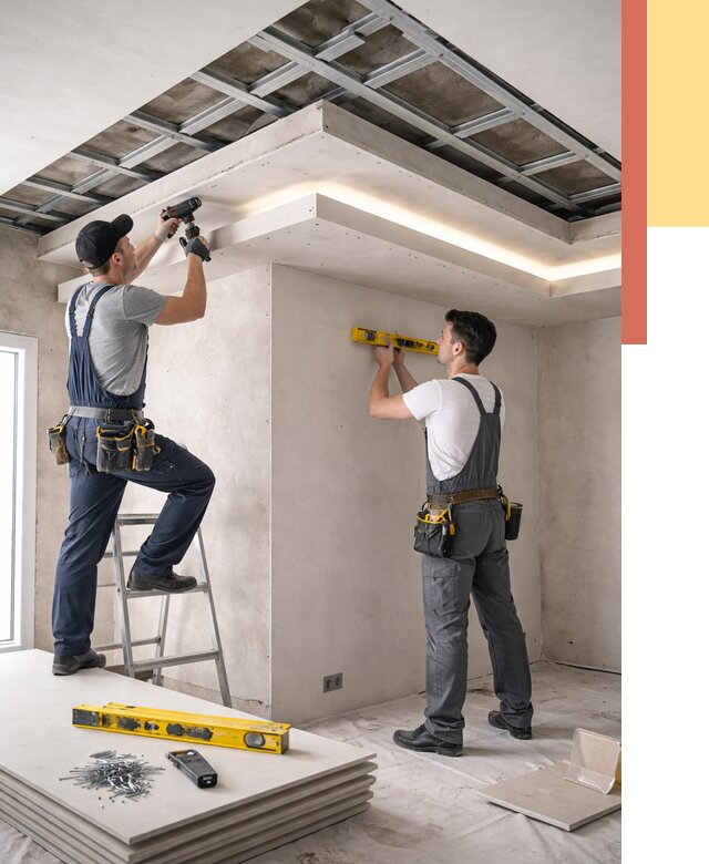 Двухуровневый потолок из гипсокартона в Кинели от 1477 руб. под ключ | ОТДЕЛОЧНИК-Кнл