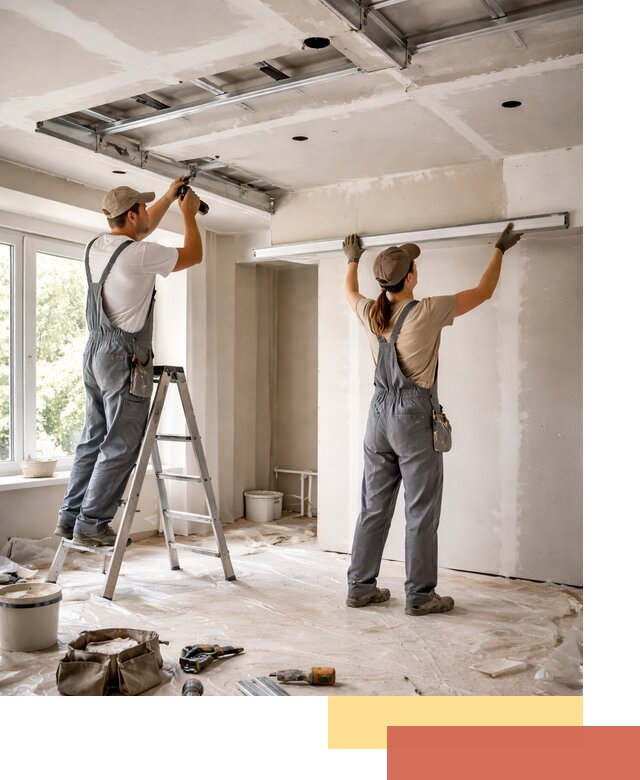 Монтаж многоуровневого потолка из гипсокартона в Кинели