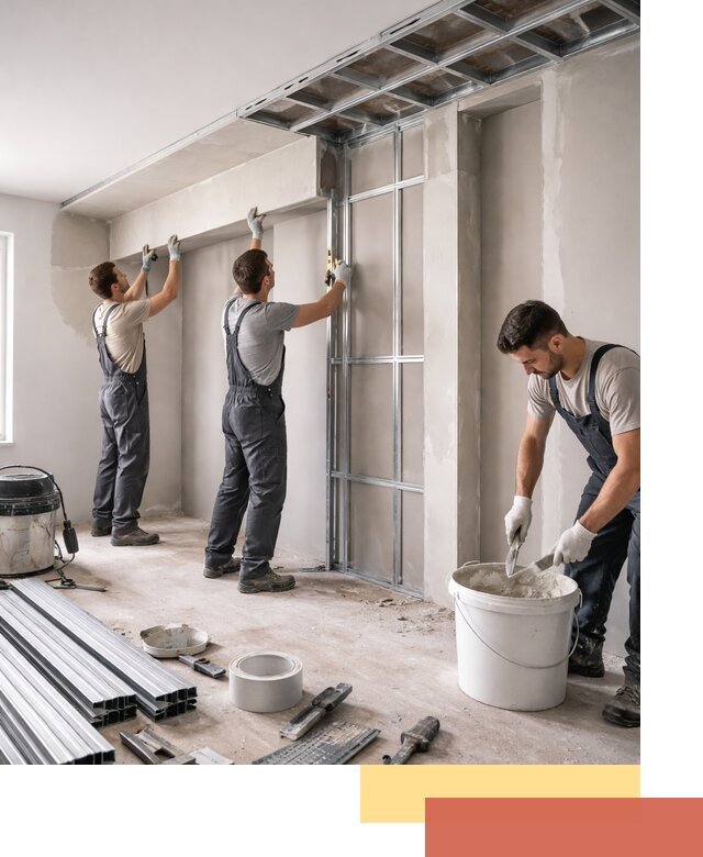 Монтаж потолка из гипсокартона с нишей в Кинели