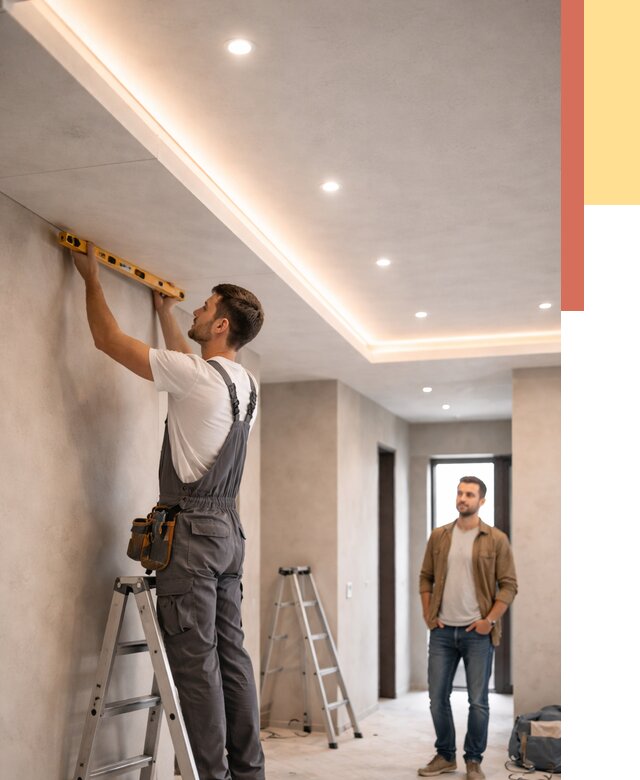 Потолок из гипсокартона с подсветкой в Кинели от 764 руб./м2 под ключ | ОТДЕЛОЧНИК-Кнл