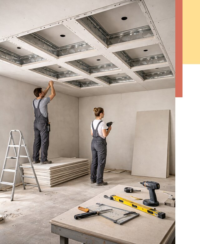 Кессонный потолок из гипсокартона в Кинели от 1885 руб. — монтаж и под ключ | ОТДЕЛОЧНИК-Кнл