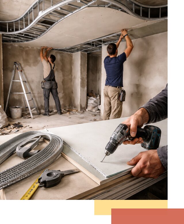 Криволинейный потолок из гипсокартона в Кинели — монтаж и отделка