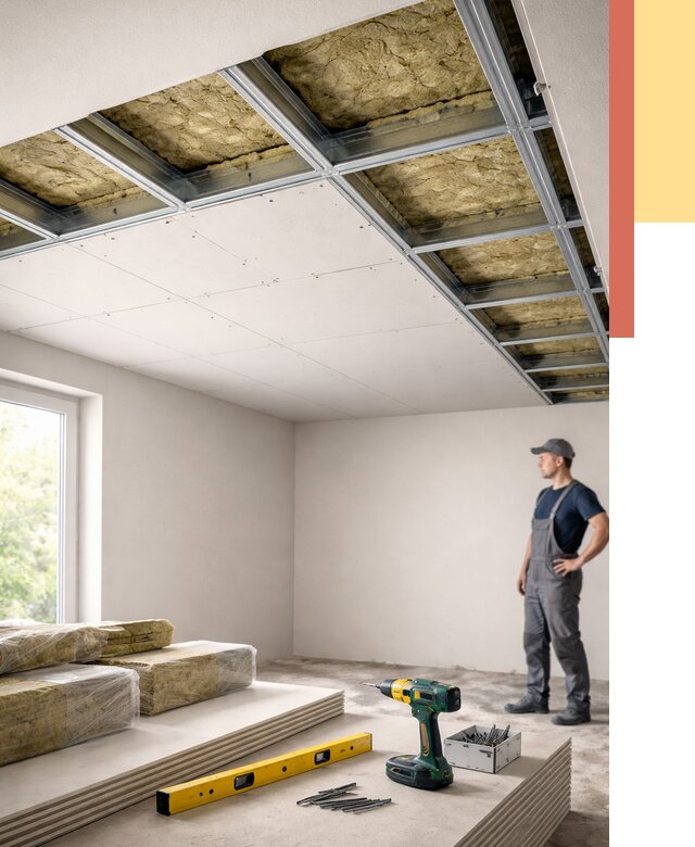 Звукоизоляция потолка ГКЛ в Кинели от 968 руб. — монтаж под ключ | ОТДЕЛОЧНИК-Кнл