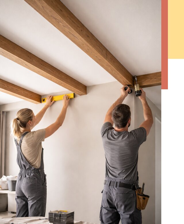 Монтаж декоративных балок на потолок в Кинели от 4279 руб. — ОТДЕЛОЧНИК-Кнл