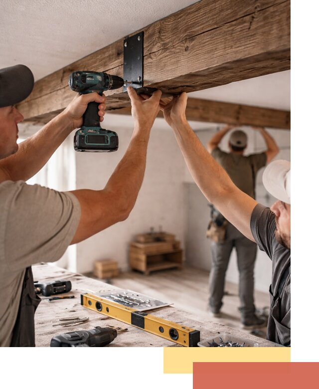 Монтаж декоративных потолочных балок в Кинели